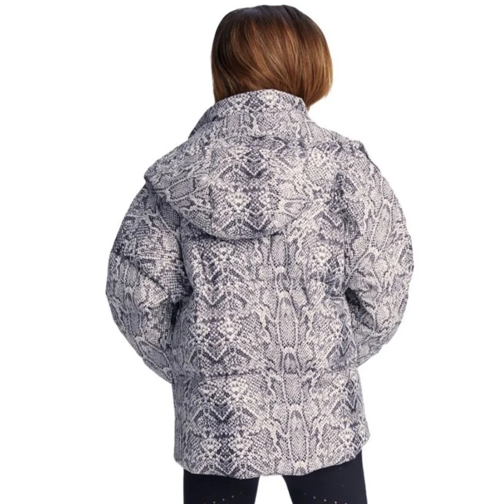 Varley x Anthropologie Highland Snake Print Hooded Puffer Jacket